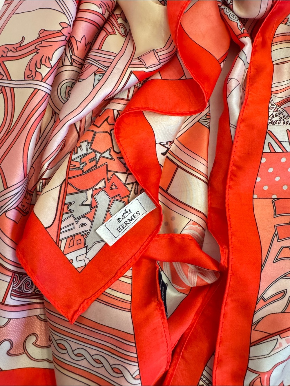 HERMES WASHINGTON CARRIAGE Cashmere Rouge Grenadine Pink Rose Designer Scarf - Picture 14 of 16